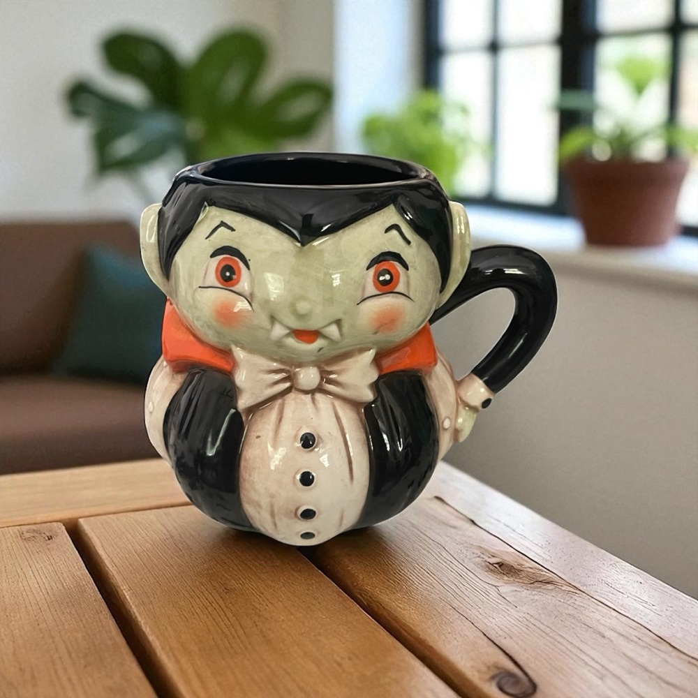 Johanna Parker Black and White Vampire Dracula Mug Halloween Coffee Home Decor